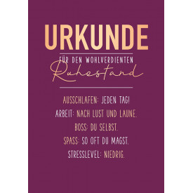 Urkunde Ruhestand