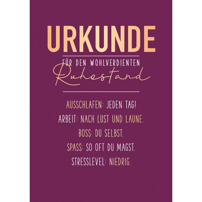 Urkunde Ruhestand Urkunde Ruhestand